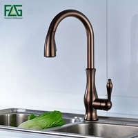 flg black oil rubbed bronze kitchen faucet 360 rotating antique blackened red stone sink tap cold and hot kitchen mixer tap