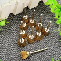 10pcs dremel rotary tools die grinder brass wire cup brush fit dremel rotary tool accessory polishing buffing 15mm