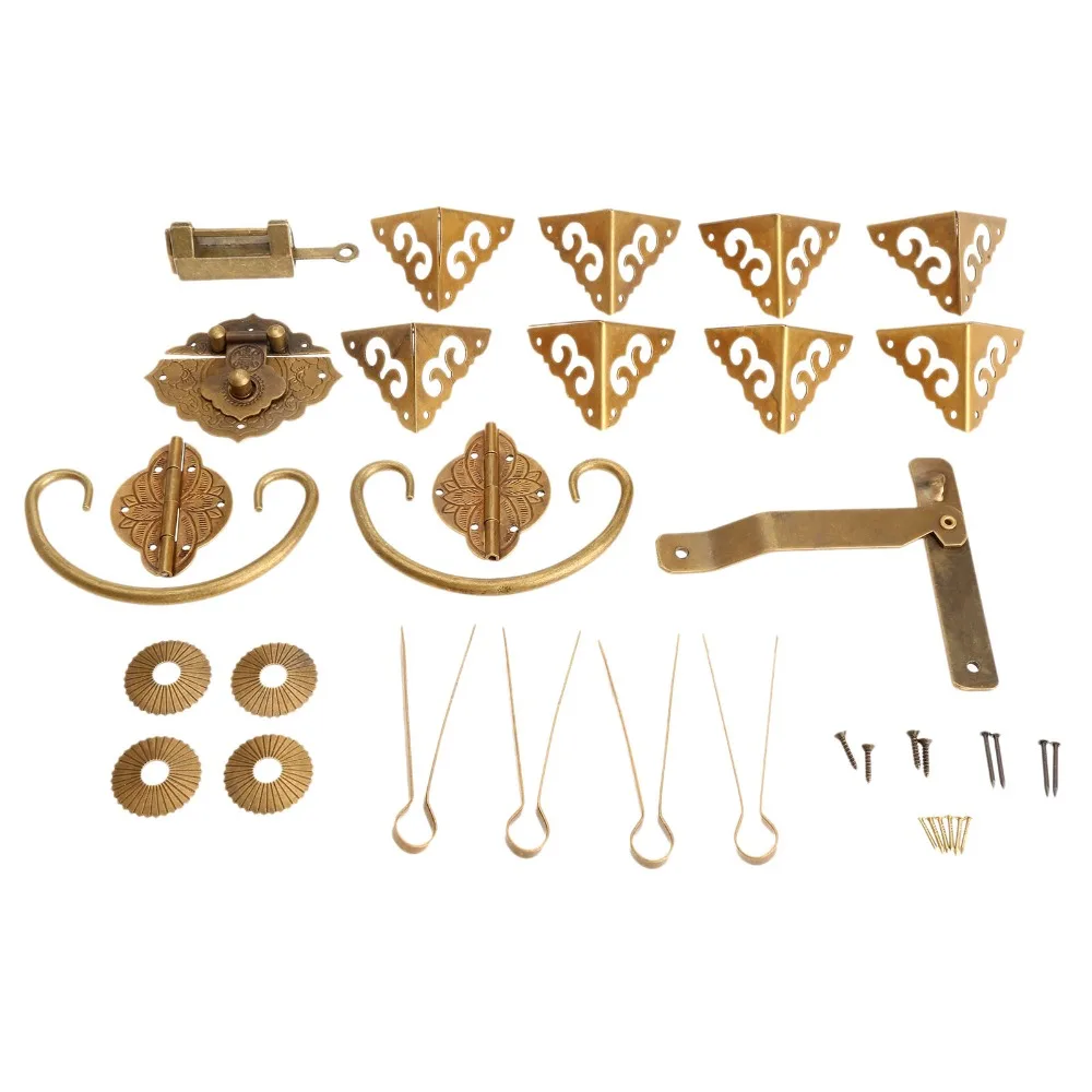Латунный китайский мебельный набор мебельные ручки и + петли защелка замок