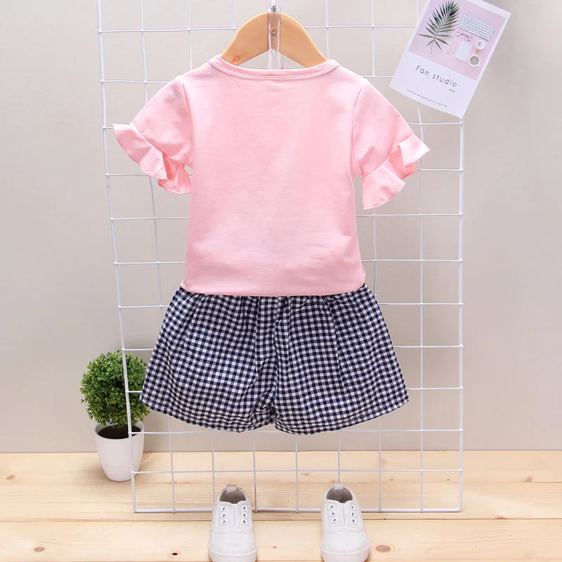 Летняя одежда для маленьких девочек модные хлопковые топы с короткими рукавами +