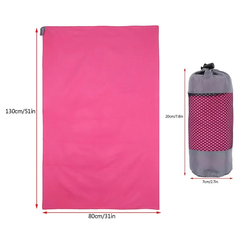 

Outdoor Quick-Dry Bath Towel Ultra Absorbent Beach Towel 130*80cm Outdoor Sports Sweat Towels With Net Bag 3 Colors