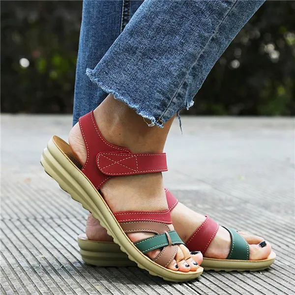 B-Sandals/Женская обувь; летние плоские сандалии женские сандалии на липучке; обувь; коллекция года; модная кожаная обувь; Sandalias Mujer