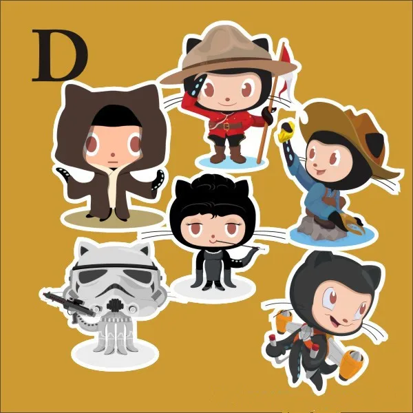 TD ZW 4 комбинации наклейки Github Octocat для автомобиля ноутбука багажа скейтборда