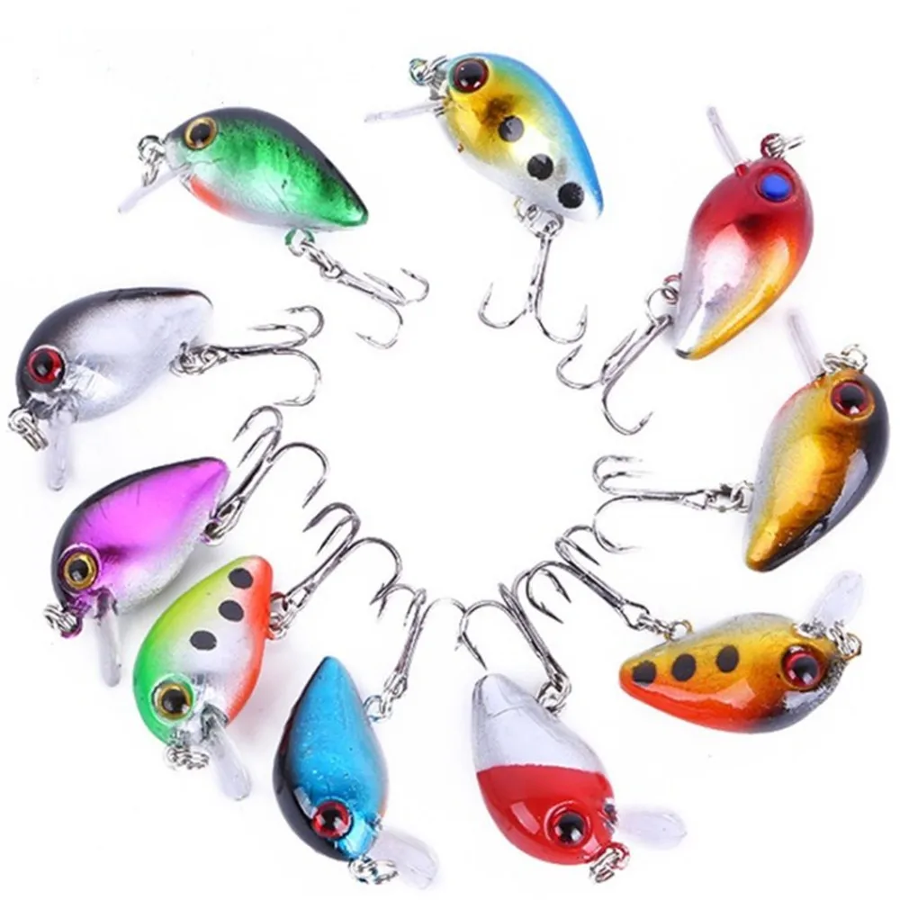 

10pcs/lot Topwater Swim Fish Mini Crankbait Fishing Lure 1.7g/3cm Artificial Hard Crank Bait Wobblers Japan Fishing Tackle Lure
