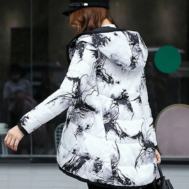 Женская хлопковая куртка 2020 новая зимняя теплая с капюшоном и длинными рукавами