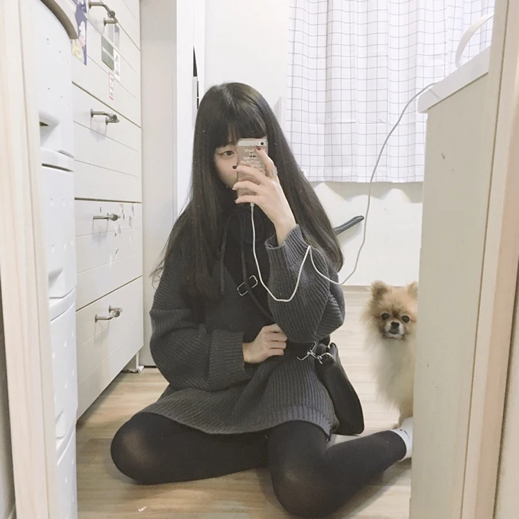 Повседневные женские свитера в японском стиле Kawaii Ulzzang Ретро Шикарный свободный