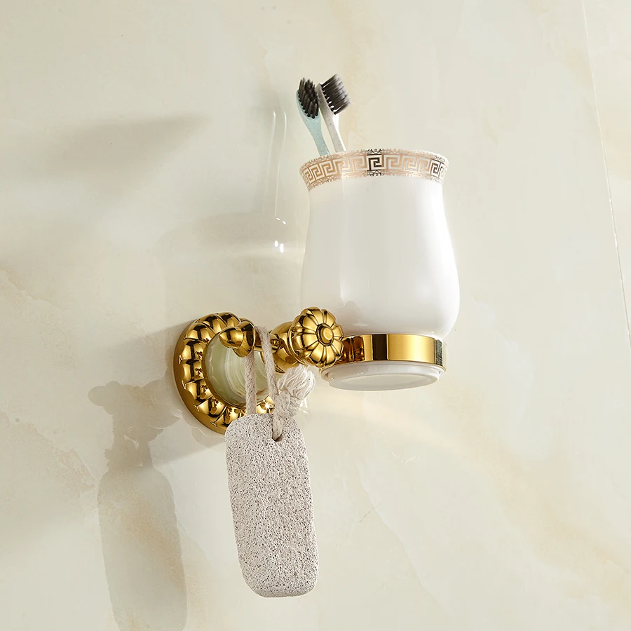Solid Cup &amp Tumbler Holders Brass Glass Set Golden Toothbrush Accessories | Обустройство дома