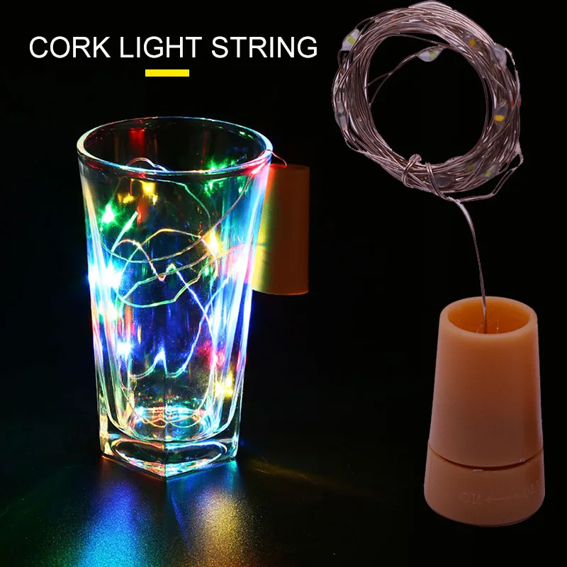 Фея свет Строка Супер яркий Бутылка пробка 20LED пейзаж лампа двор декоративные