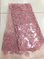 ab001 6 5yards dirty pink sequin embroidery new tulle mesh lace fabric for wedding dressevening dressship by dhl