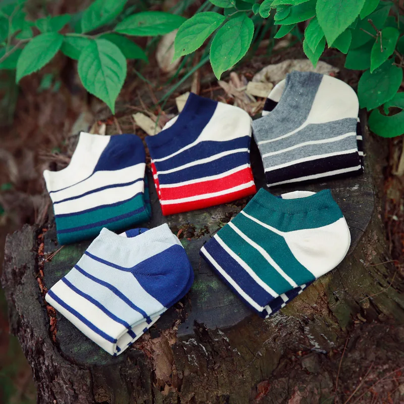 10 Пар/лот Мужские носки полосой pattern дезодорант мужчины цвет полосы мелкая рот