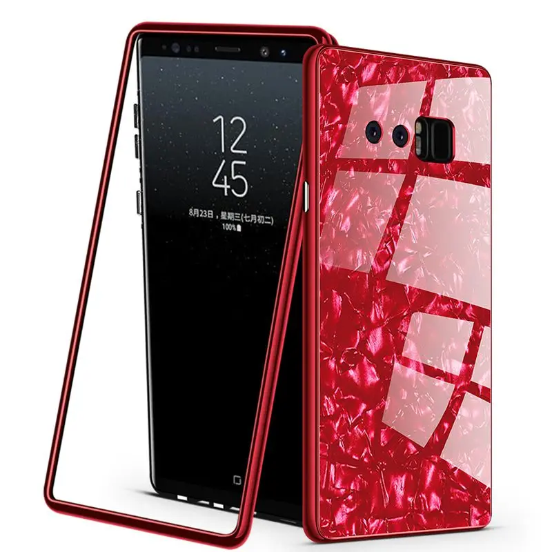 Покрытый магнитным 360 Защитный стеклянный мраморный чехол для samsung Galaxy S9 S8 S10 Plus Note 9 8 S7 Edge S10e с передней мягкой пленкой
