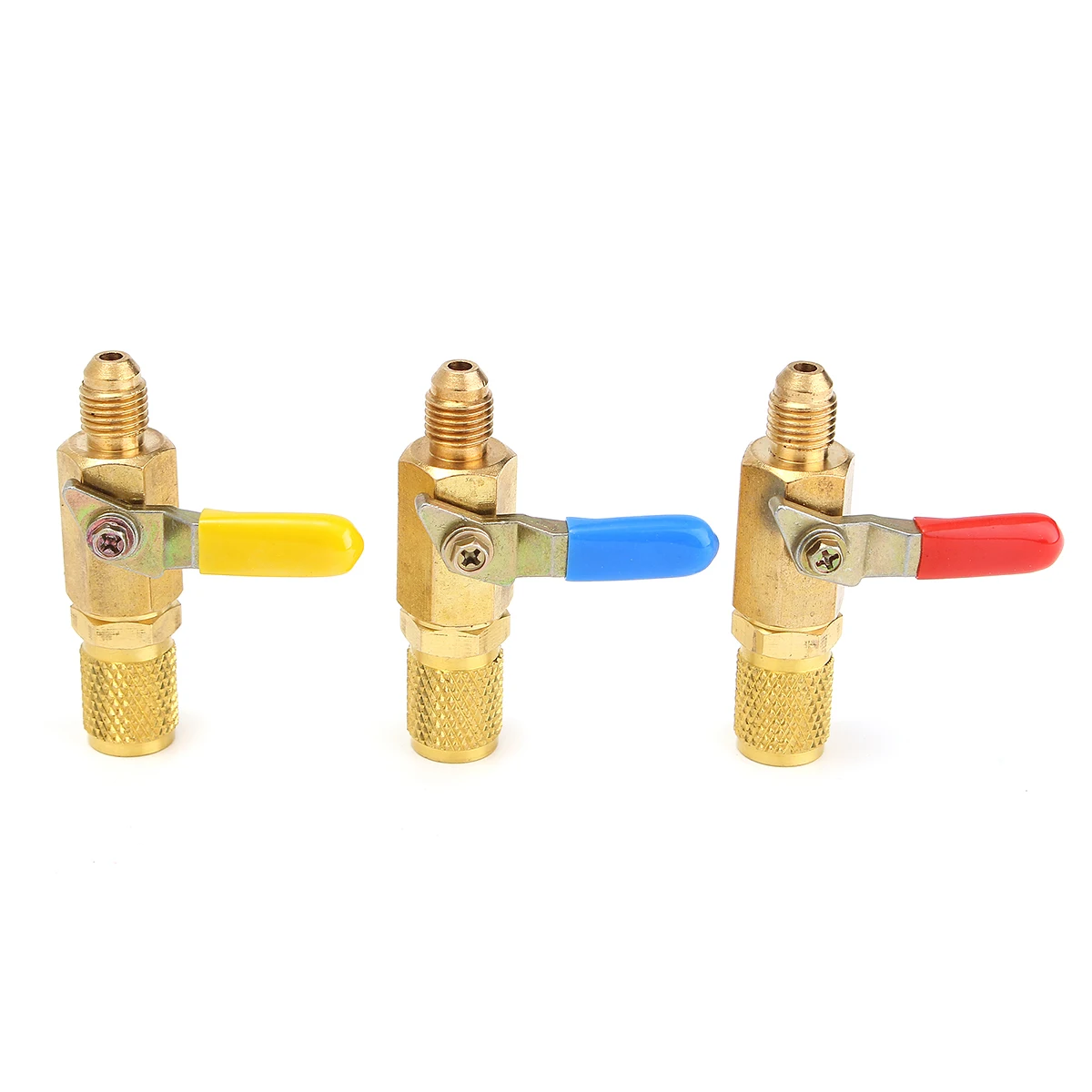3 цвета Латунь Прямой шаровые краны 1/4 дюймов SAE 800PSI фитинги для AC высокого давления R410a брандспойт Запчасти кондиционер для установки