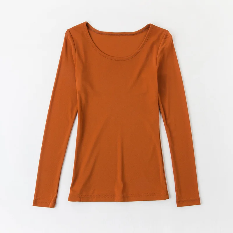 

17zq 2018 Self Cultivation Autumn And Winter New Round Neckline Bottom Shirt Pure Color Big Code Slim Body And Slim S162