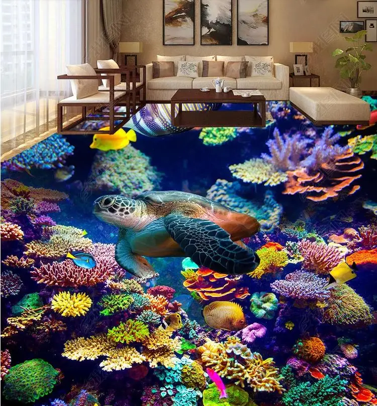

custom wallpaper roll 3d flooring living room Underwater world coral 3d flooring bathroom self adhesive wallpaper murals