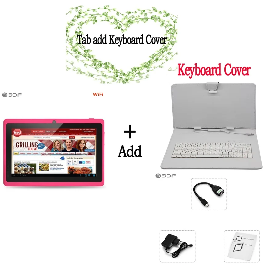 Tab add keyboard 7 дюймов Android планшетный ПК 8 Гб флэш памяти четырехъядерный WiFi издание Защита окружающей среды пластик для детей - Комплект: Tab add keyboard