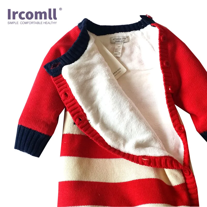 Ircomll теплый флисовый Детский комбинезон для новорожденных вязаный свитер