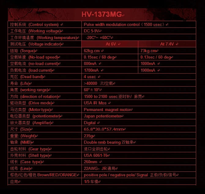 Полностью металлический водонепроницаемый сервопривод kkпита 1373 для