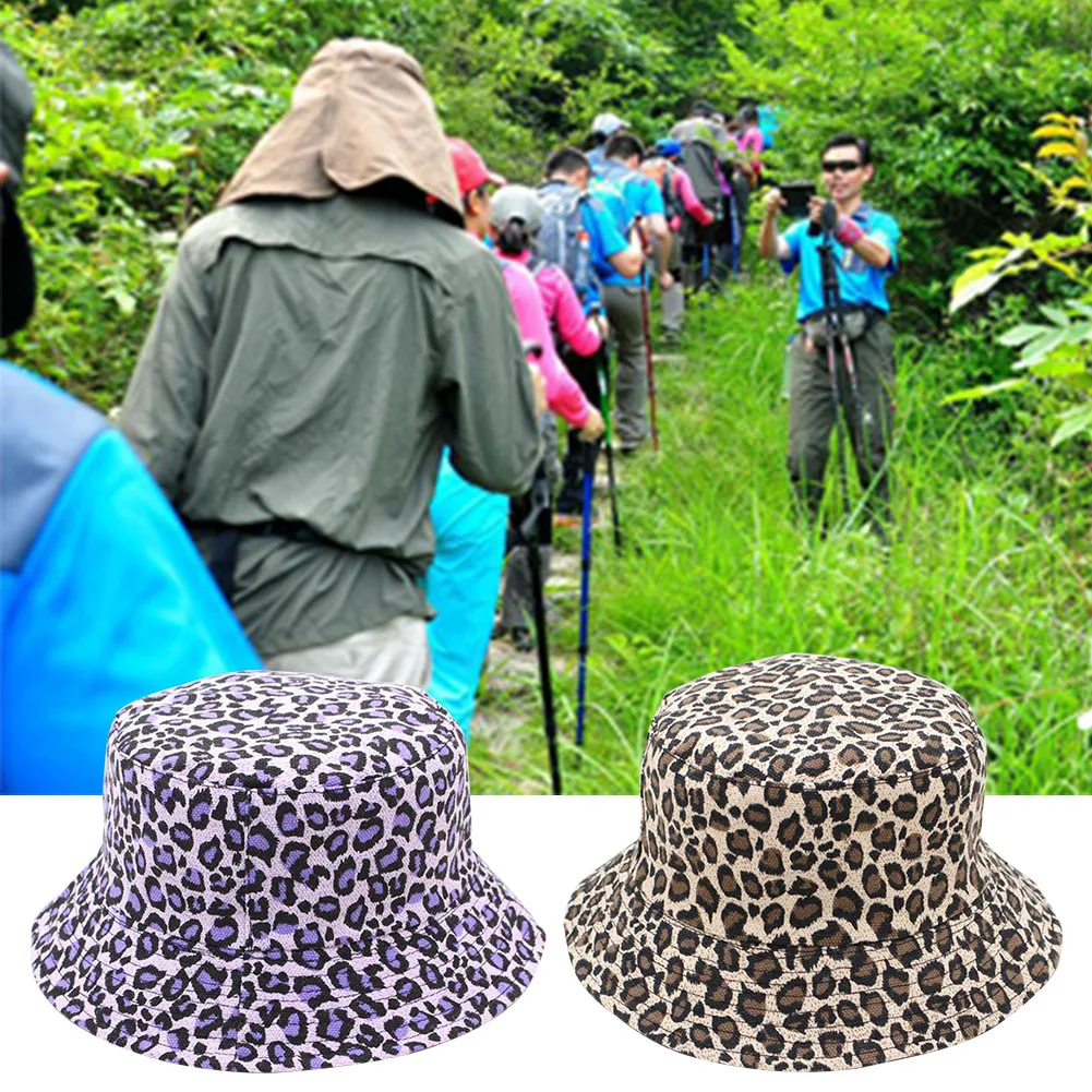 Складной зонт для мужчин и женщин, портативный, для улицы, на каждый день, Леопардовый принт, модная Двусторонняя Панама, летняя цветная купольная шляпа
