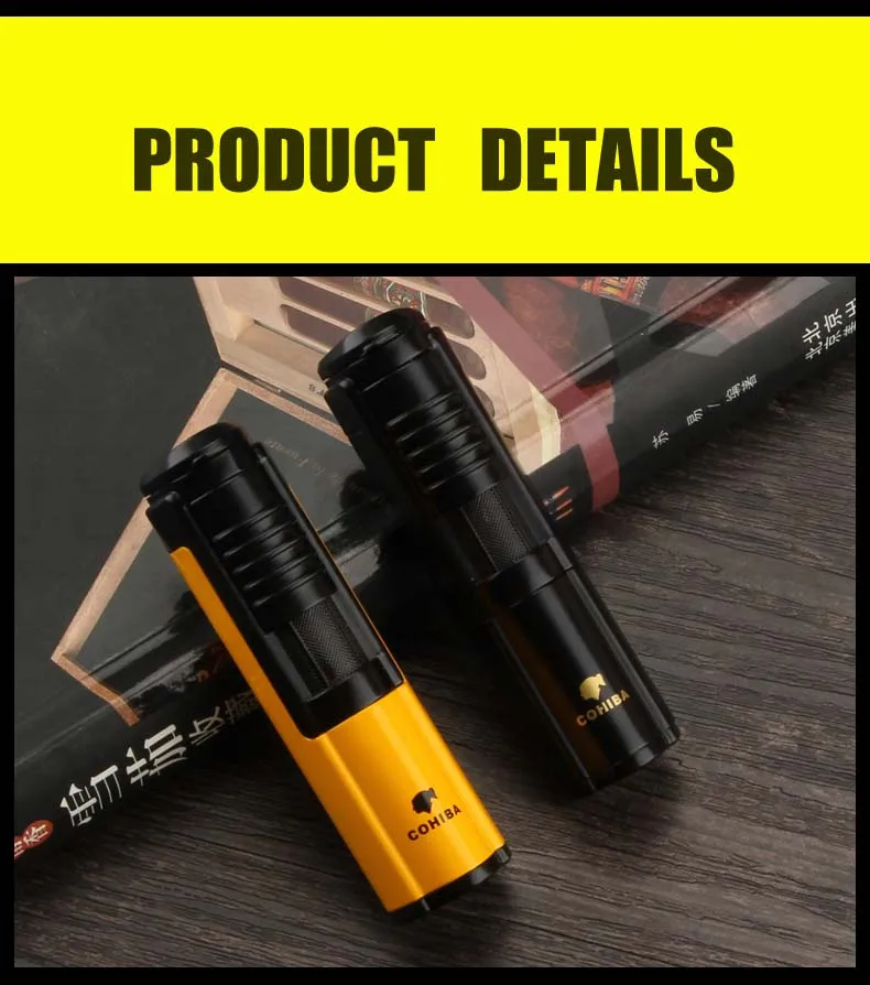 COHIBA 1 фонарь, зажигалка для сигар, металлическая мини Портативная многоразовая Бутановая газовая зажигалка, ветрозащитная сигаретная струйные зажигалки