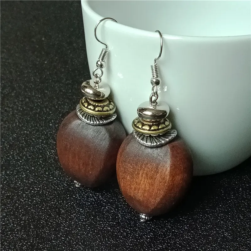 Матовые черные деревянные серьги для женщин bijoux Винтаж серьга стимпанк массивные Brinco бижутерия
