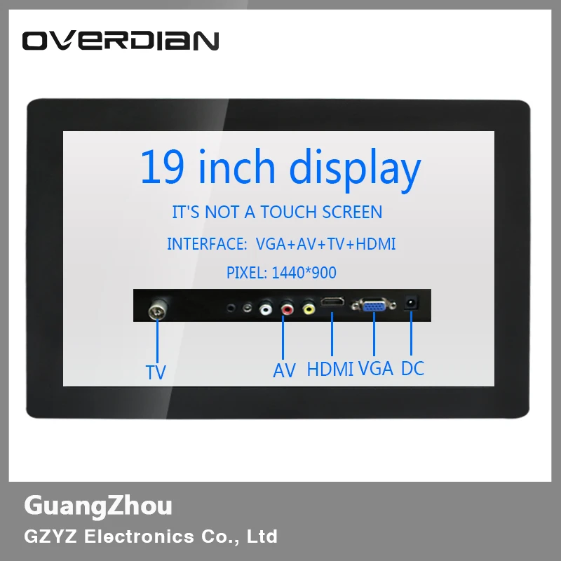 19 &quotVGA/HDMI/TV/AV Интерфейс металлическая рамка промышленный ЖК-дисплей Широкий