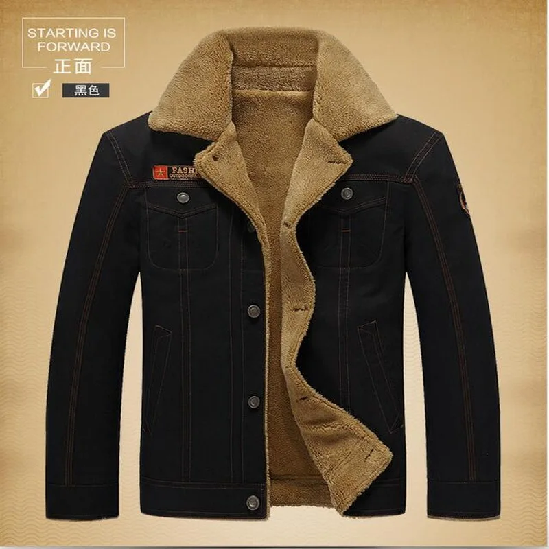 Men's Fur collar Coat Thicken Fleece Winter Jackets Men's Warm Parkas Men's Outwear Military Casual Male Outerwear
