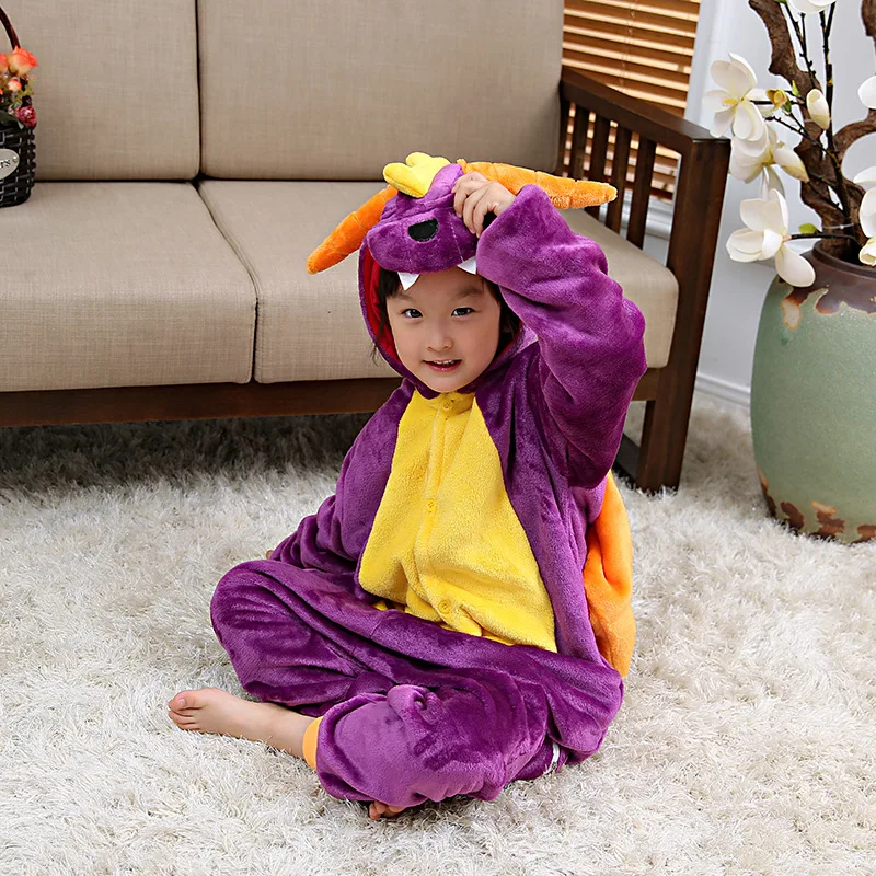 

Фиолетовая осенне-зимняя Детская домашняя одежда с рисунками животных; фланелевые пижамы; одежда для отдыха; забавная Милая одежда для сна
