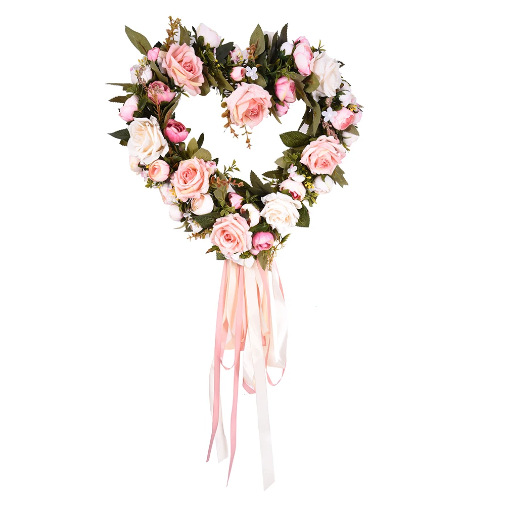Искусственные цветы для растений имитация венков розы сердце Гирлянда Свадебные