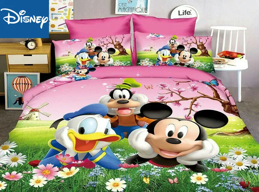 Комплект постельного белья с Микки Маусом дешевле два размера детская спальная