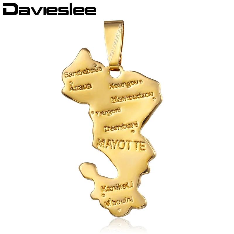 Davieslee подвеска в форме карты для женщин и мужчин Золотая ожерелья женские
