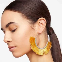 fashion pompom alloy fan big tassel drop earrings on the for women bohemia waterdrop fringe dangles earring vintage jewelry