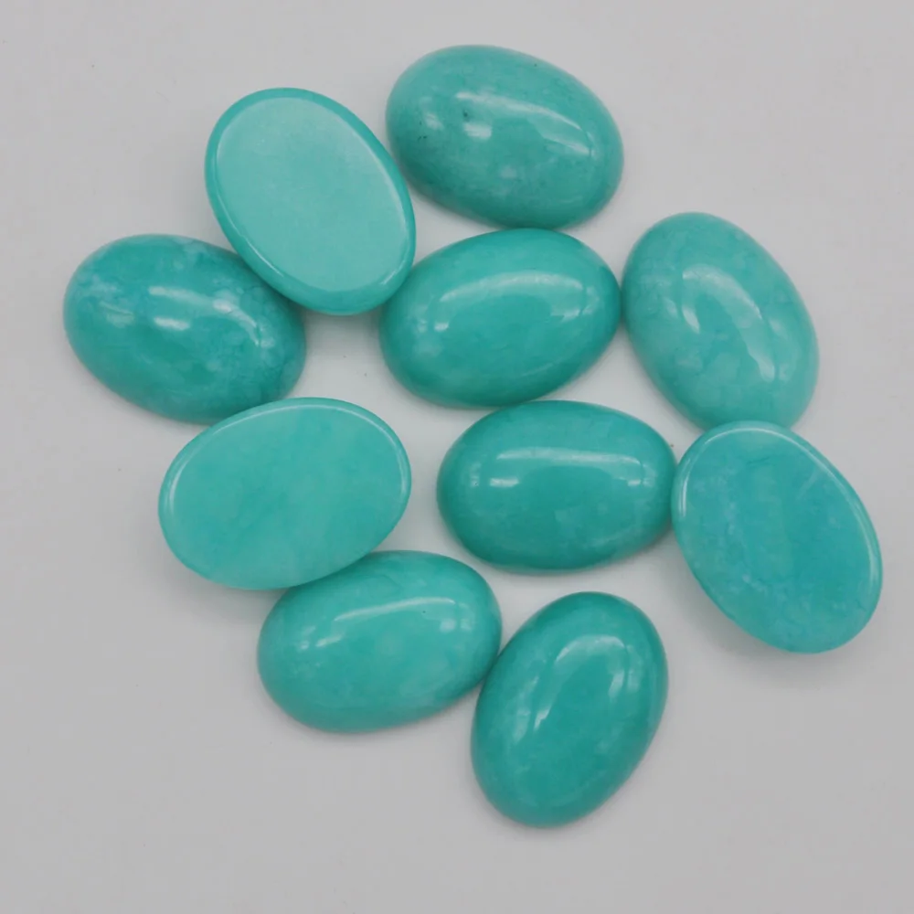 Amazonite 18x13 мм натуральный кварц/фиолетовый кристалл/опал/Лапис/тигровый глаз/Песчаник/Howlite/камень Сердолик Овальный Кабошон ювелирные изделия 10 шт./лот - Цвет: Amazonite