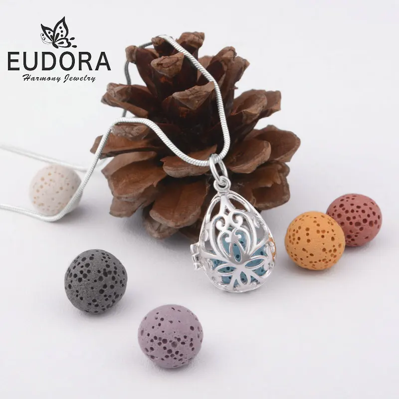 Eudora 12 мм Fllower Духи диффузор медальон кулон ожерелье Лава fit вулканическая лава шар