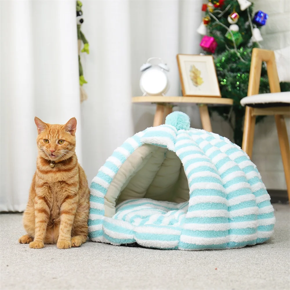 Супертеплая Лежанка для кошек зимняя теплая котят и щенков с подушкой палатка