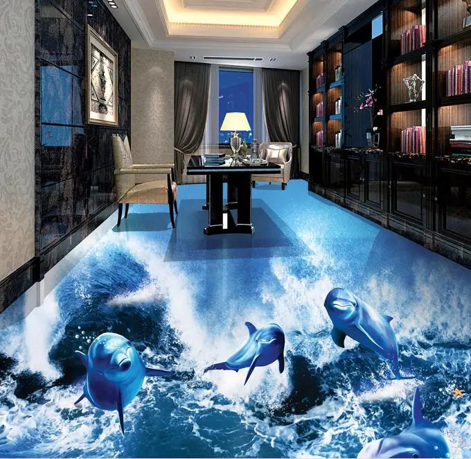 Murals Wallpaper European 3d Flooring Dolphin Ocean World Bedroom Floor Large Mural | Обустройство дома