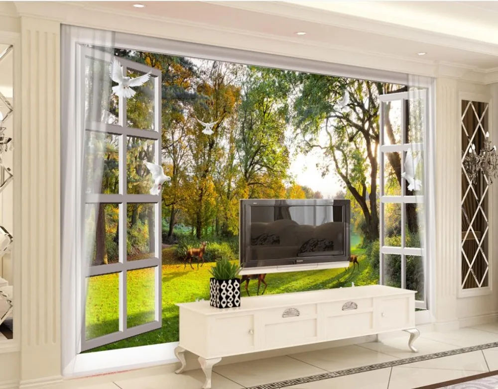 Home Decor 3D Wall Mural Wallpaper For Bedroom window nature landscape Murals Living room Desktop | Обустройство дома