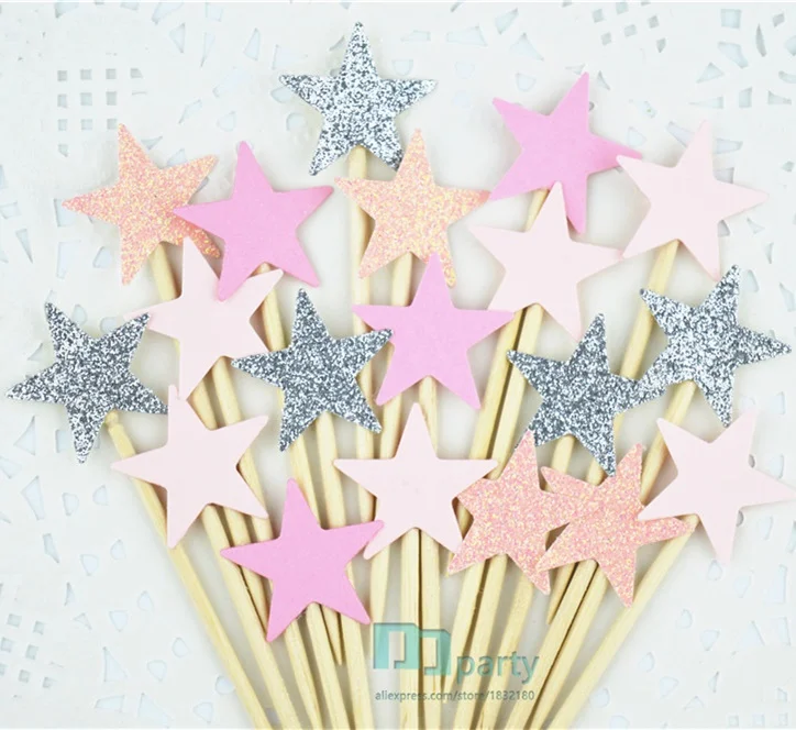 Для выведения токсинов 40 шт розовый с блестящими звездочками для