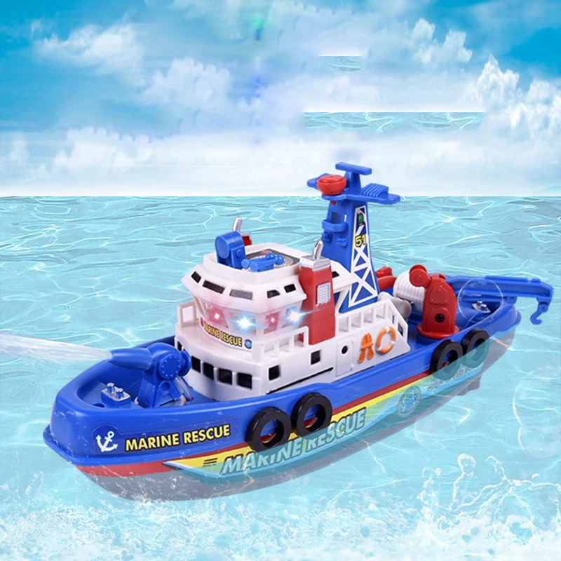 

Children Electric Sea Fireboat Bathroom Toys Boat Model Bath Toy Electric Water Ship Music Toys For Children Toys For Swimming