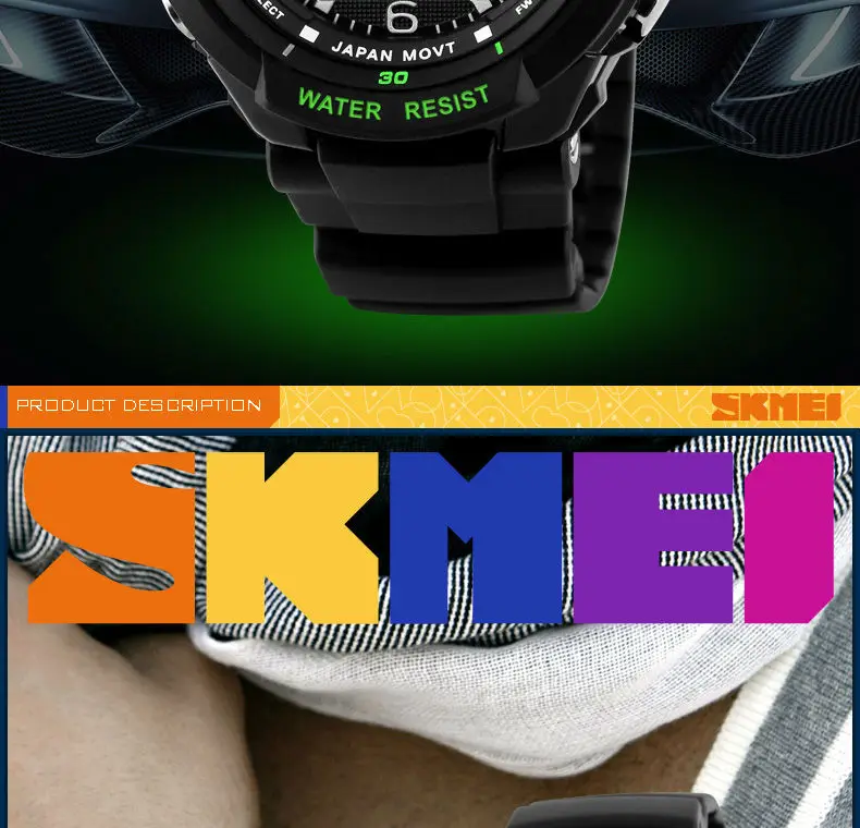SKMEI часы детские спортивные часы Топ бренд Double Time Chrono EL светильник водонепроницаемые наручные часы для мальчиков 1060