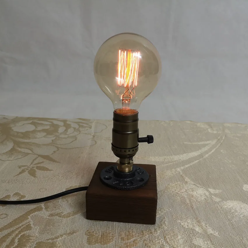 Винтаж Edison деревянные настольные лампы деревянное основание гнездо E27 промышленного домашнего декора Настольная лампа для Спальня Кабинет прикроватный украшение комнаты освещение