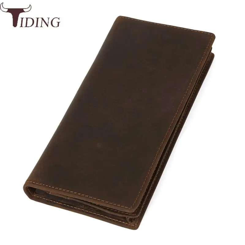 Кошелек Tiding мужской из коровьей кожи мягкие однотонные стандартные кошельки