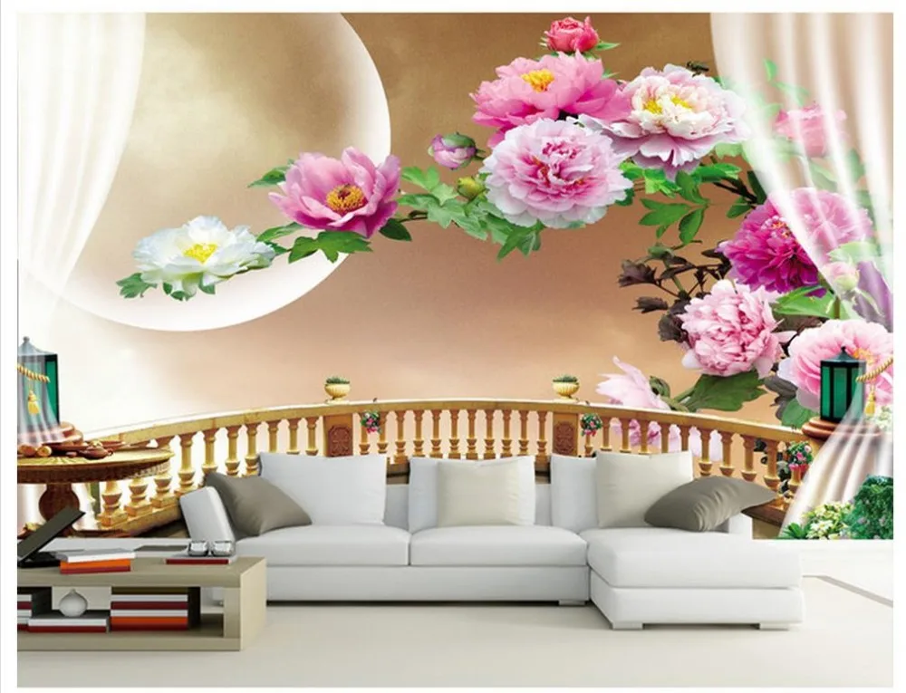 Фото обои высокое качество 3D стереоскопический ТВ диван фон росписи цветок Луна