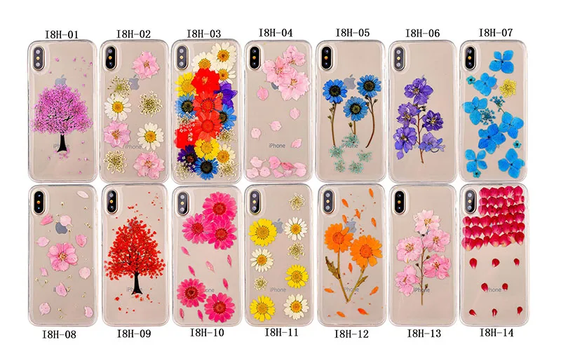 For iphone X Case Fashion Clear Soft TPU Phone iphoneX Cases Coque Real Dried Flowers DIY Handmade Back Cover Newest |