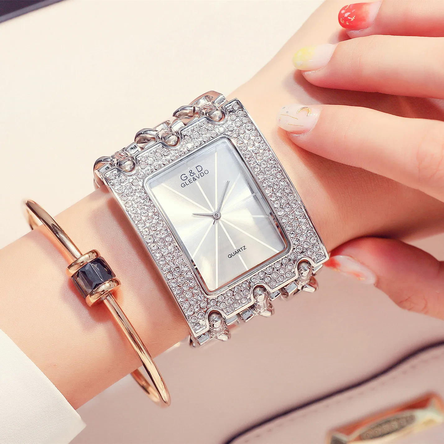 G&D Luxury Brand Women Watch 2019 Gold Women Quartz Wristwatches Rhinestones Ladies Watches Relogio Feminino Relojes Mujer Clock
