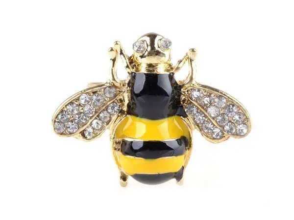 Забавное милое женское Хрустальное желтое пчелиное и хорнэ кольцо с