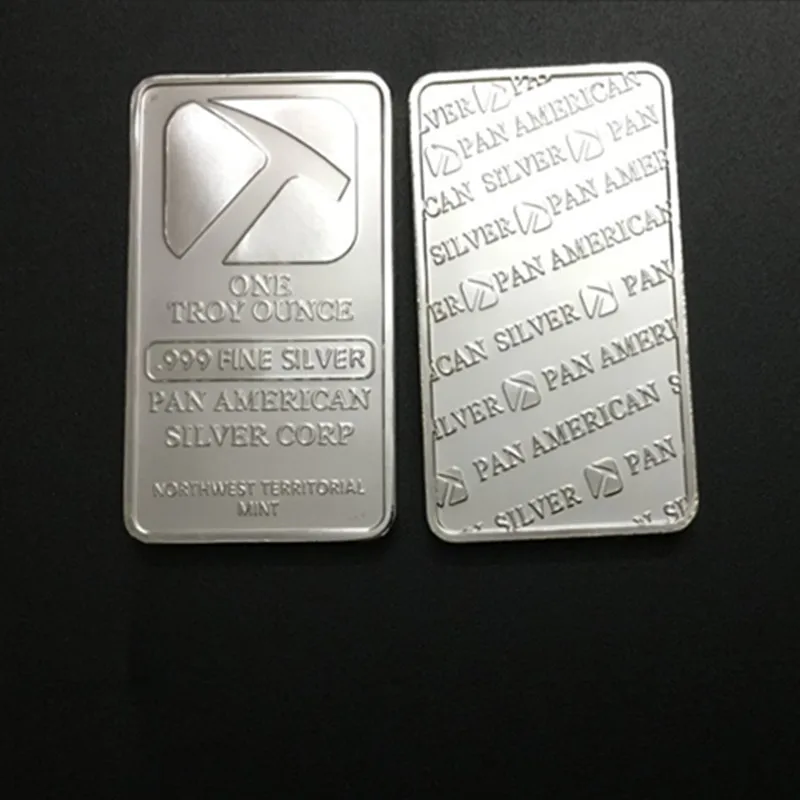 

10 Pcs Non Magnetic The Pan American Hammer ingot 1 OZ silver plated badge 50 mm x 28 mm souvenir collectible coin bar