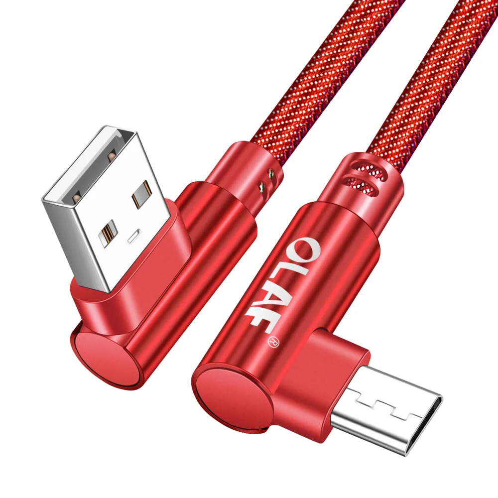 Red Олаф 90 градусов микро usb кабели для мобильных телефонов для samsung s6 s7 edge USB микро Быстрая зарядка телефон игровой шнур Android usb кабель - Цвет: Red