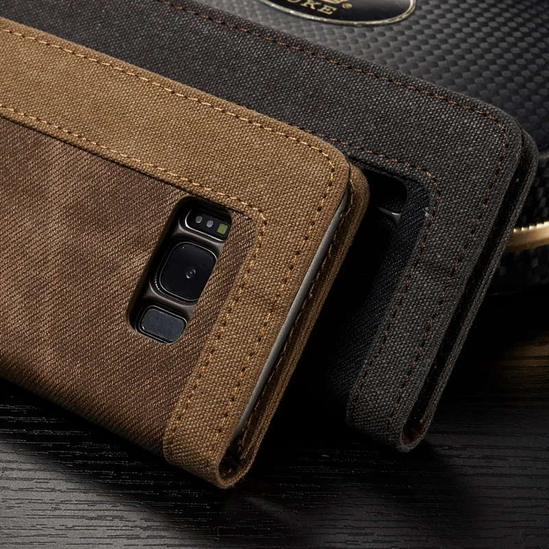 Чехол CaseMe для samsung S8 S9 S10 Plus Магнитный Флип джинсовый холщовый Кошелек держатель