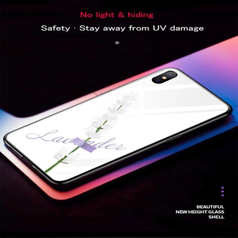 Ультрафиолетовый светящийся цветной чехол для iPhone X XR XS Max 8 7 6S 6 Plus закаленное