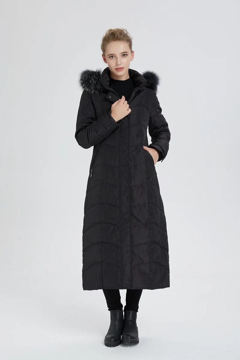 Womens Duck Down Coat Feather Jackets Winter Long Parkas Real Fur Hooded Thick Warm Snow Tops Plus Size Overcoat 2018 Black | Женская